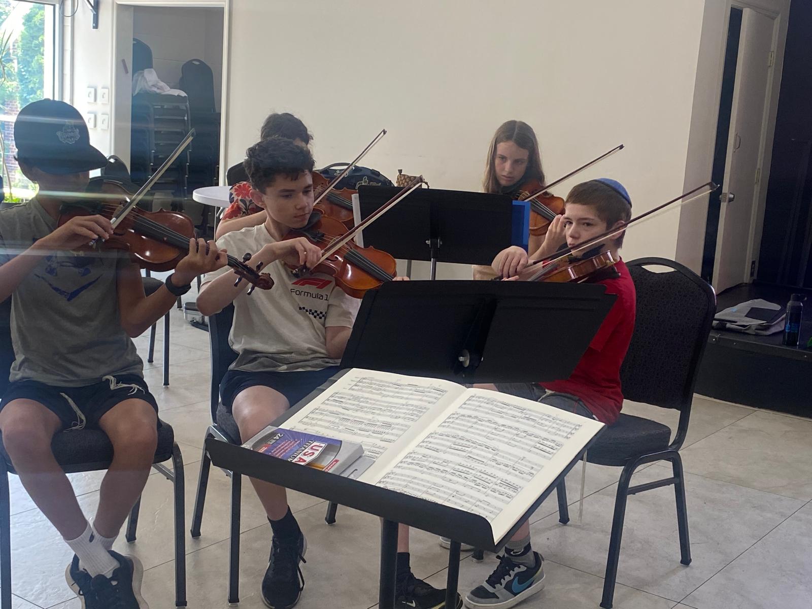 Students rehearsing chamber music